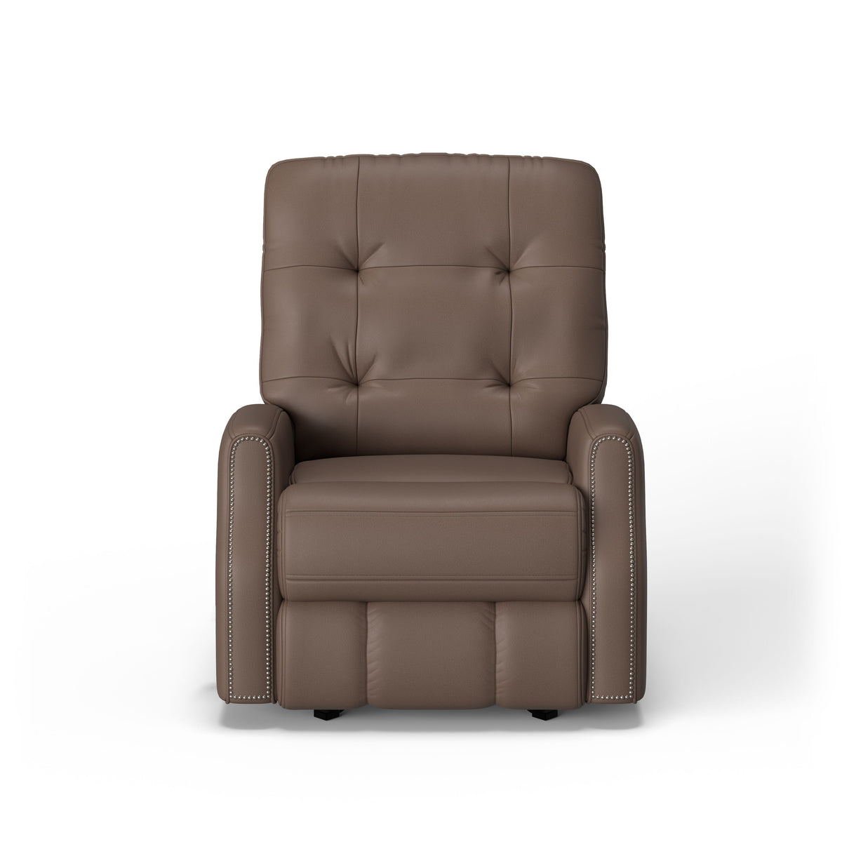 Devon Transitional Leather Power Headrest Power Rocking Recliner, Nailhead Trim | Flexsteel
