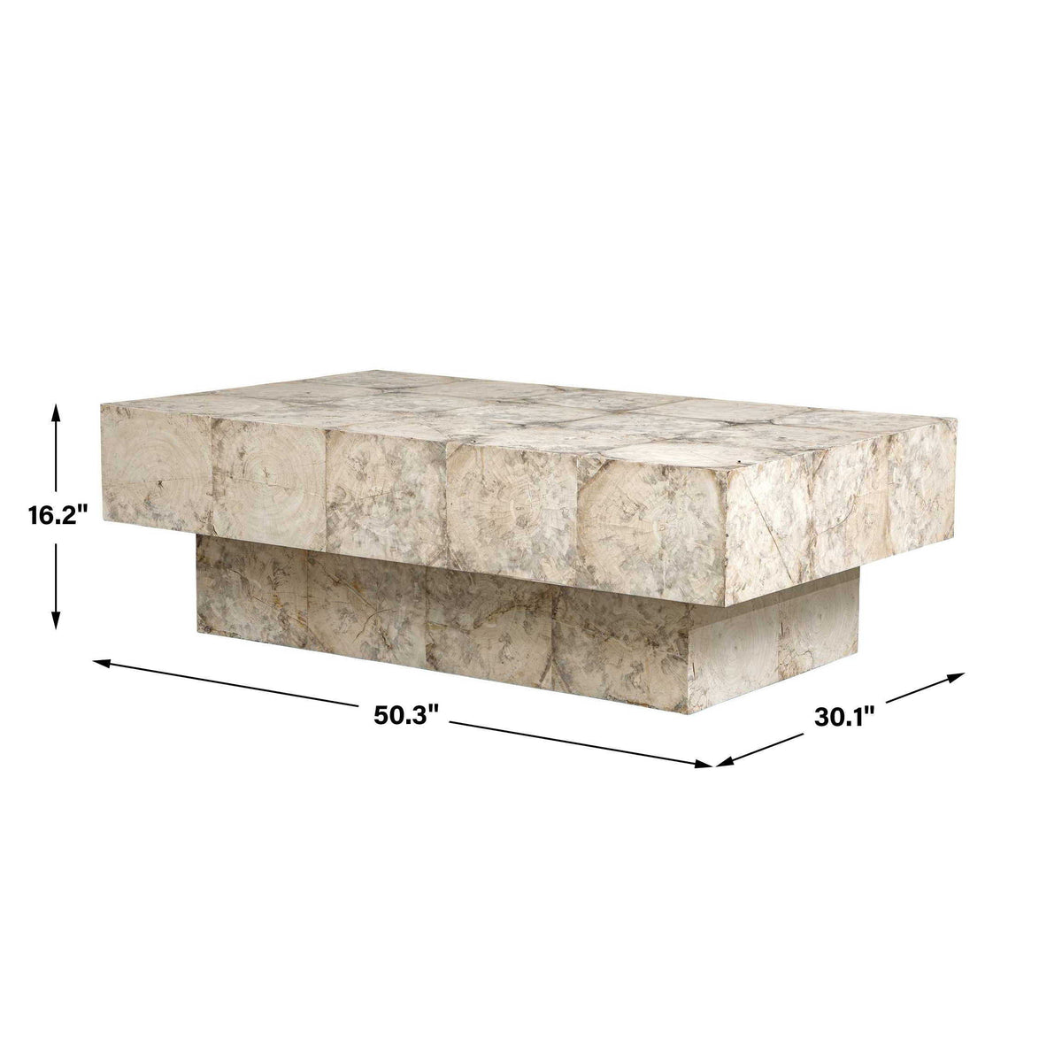 Kotoa Bleached Coffee Table White,Woodtone - Beige by Uttermost - View 2
