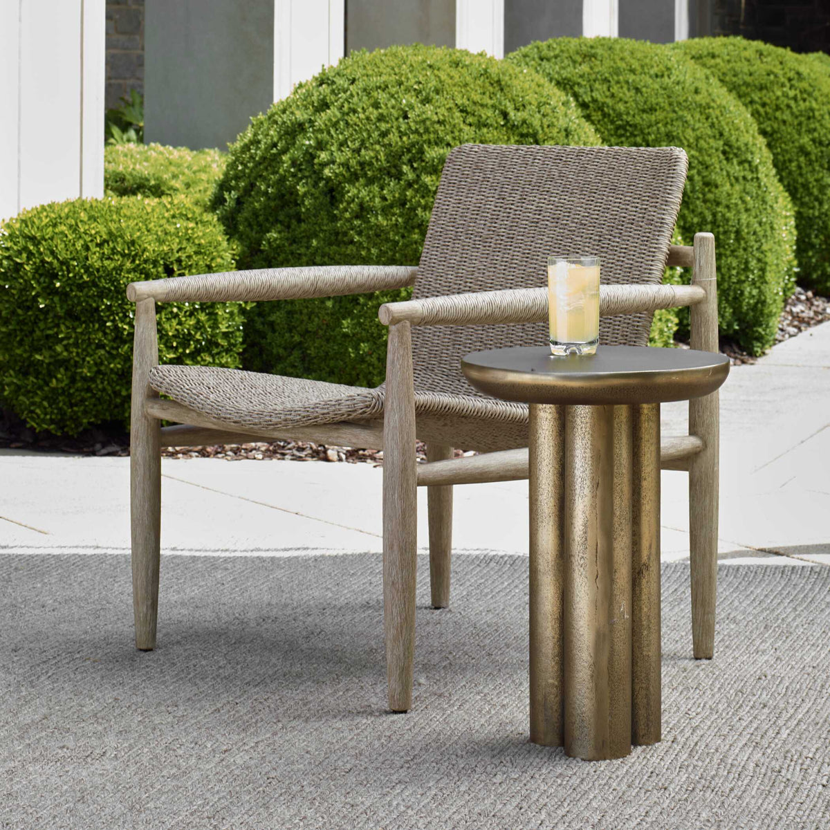 Thorp Outdoor Accent Table Brass - Gold by Uttermost - View 2