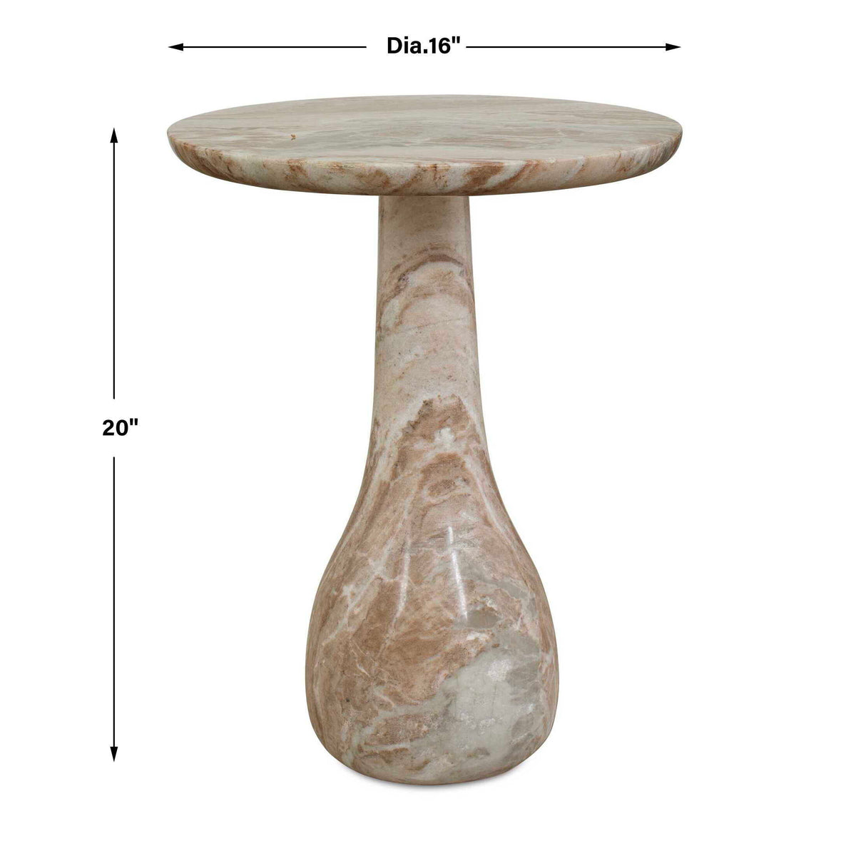 Shura Indoor-Outdoor Marble Accent Table Brown / White - Light Brown by Uttermost - View 6