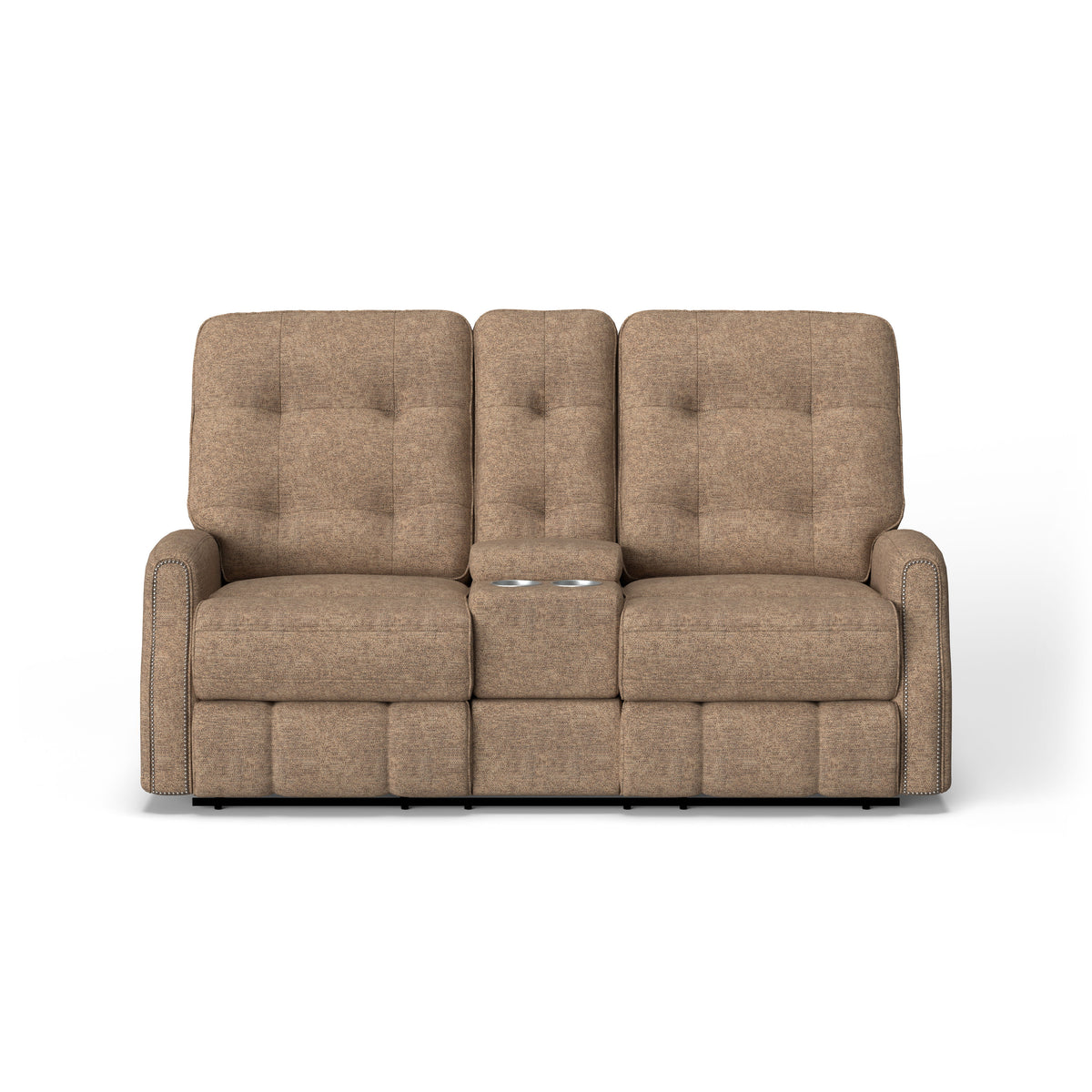 Devon Transitional Fabric Power Reclining Loveseat With Console | Flexsteel