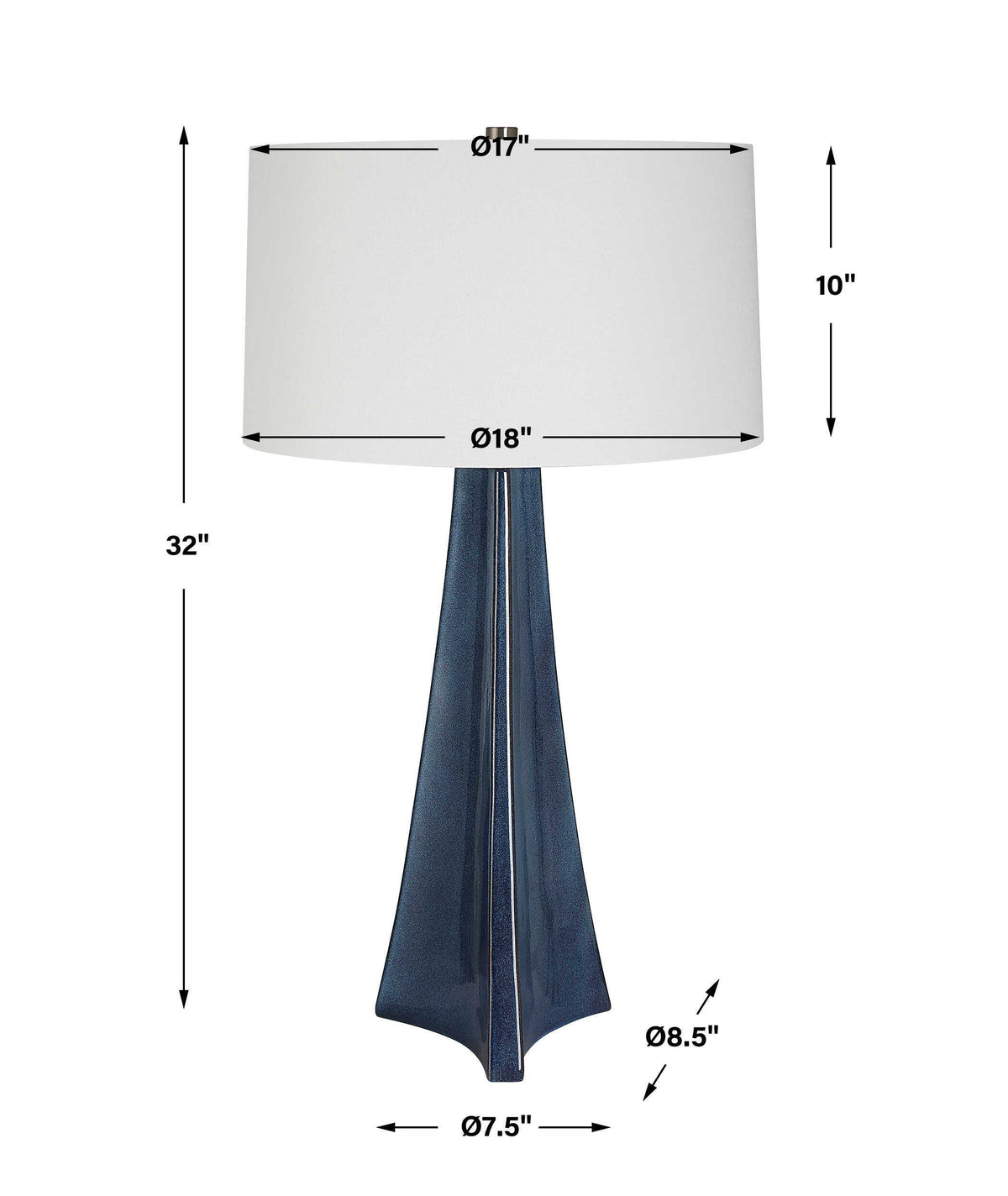Teramo Scalloped Ceramic Table Lamp - Blue / White by Uttermost - View 8