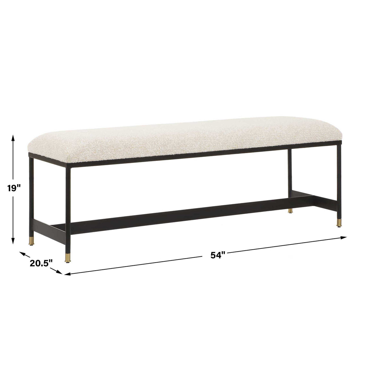 Halston Upholstered Bench - White / Black by Uttermost - View 8