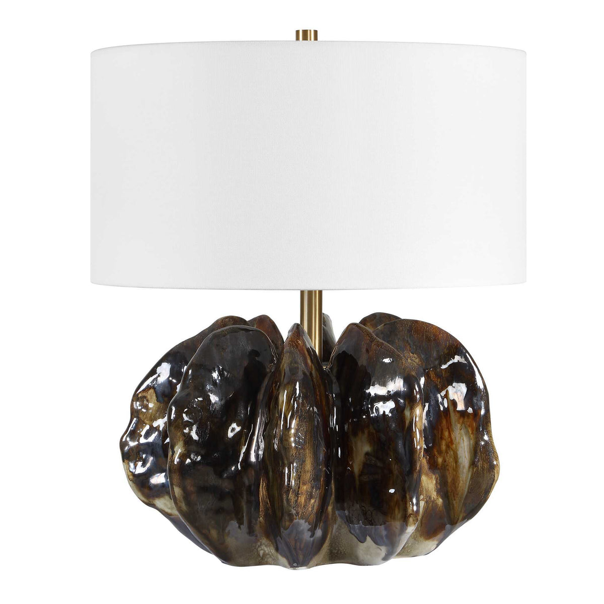 Jaudon Glass Table Lamp - Black / Dark Brown by Uttermost - View 4