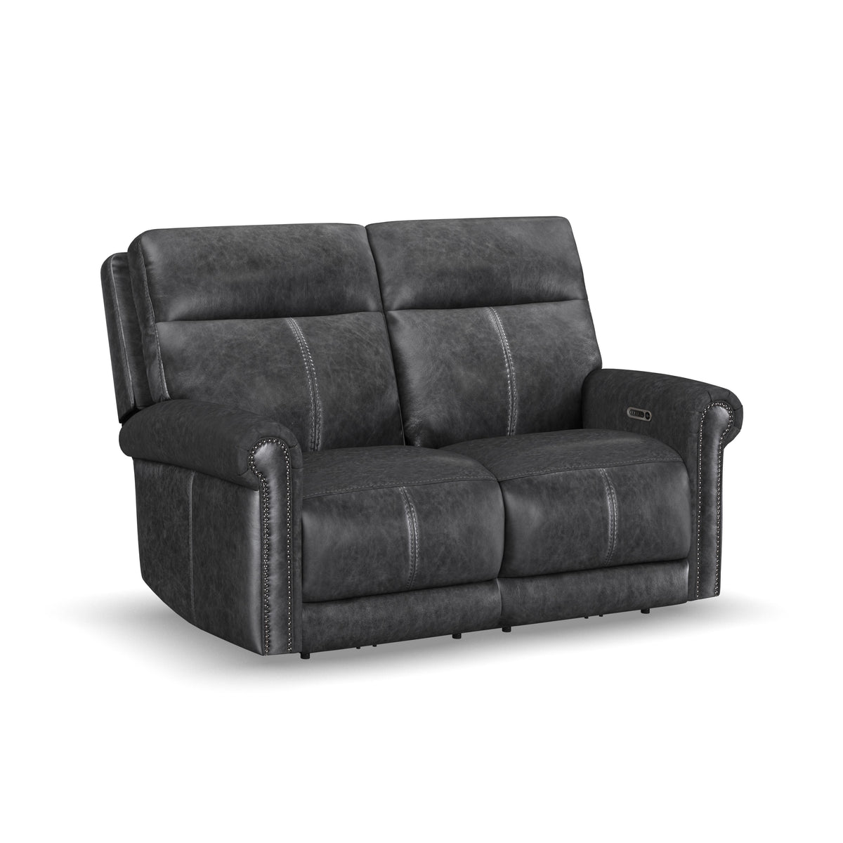 Alexander Power Reclining Loveseat With Power Headrest & Lumbar - Weathered Stone Gray | Flexsteel