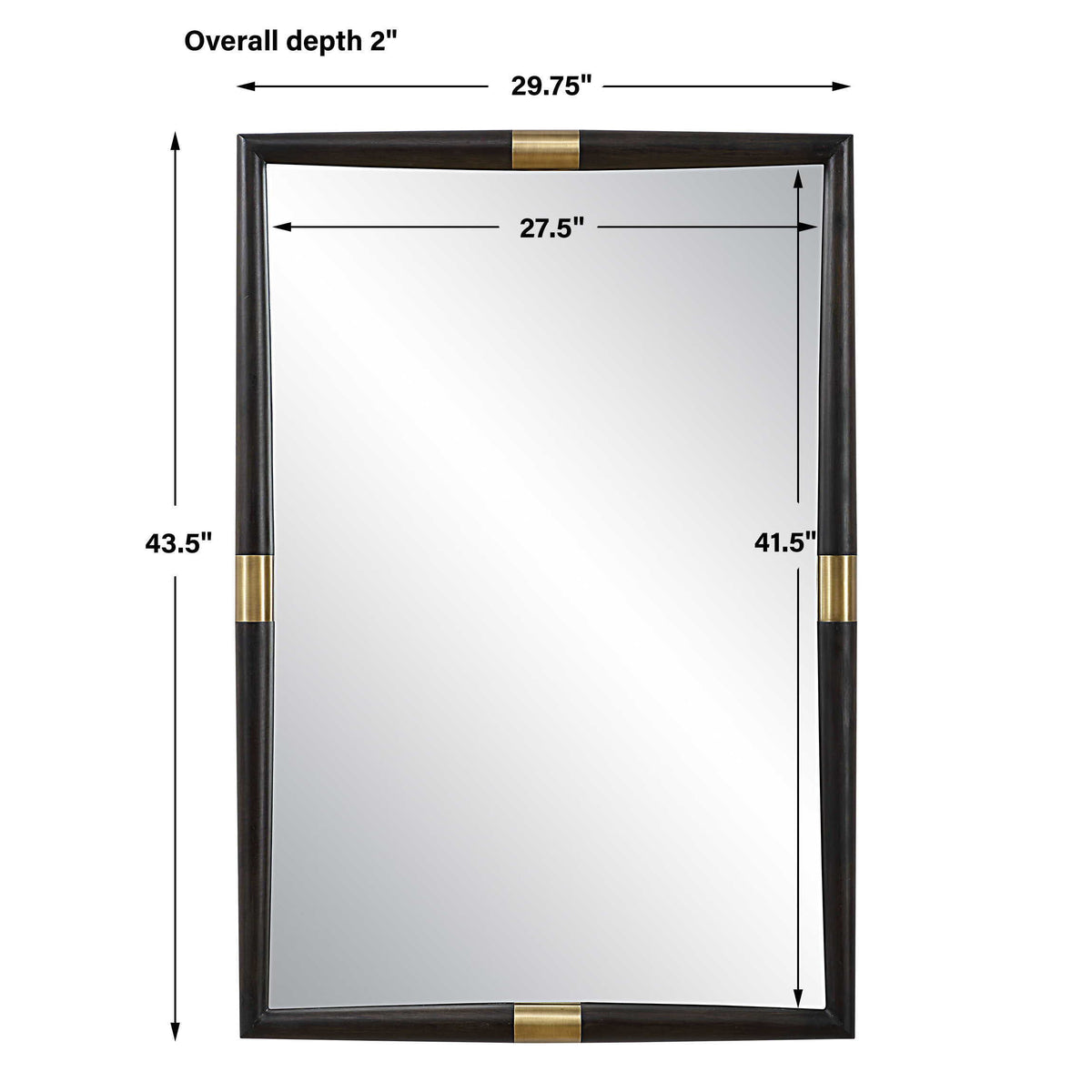 Larkin Dark Wood & Brass Mirror - Dark Brown by Uttermost - View 6
