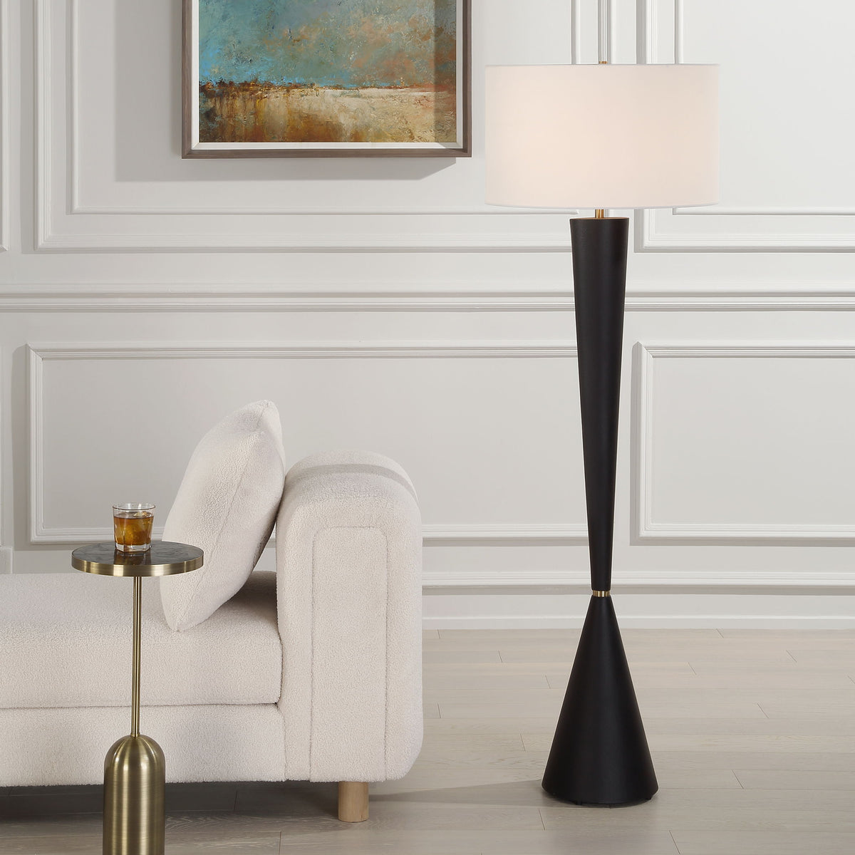 Layla Black Tapered Floor Lamp by Uttermost - View 2