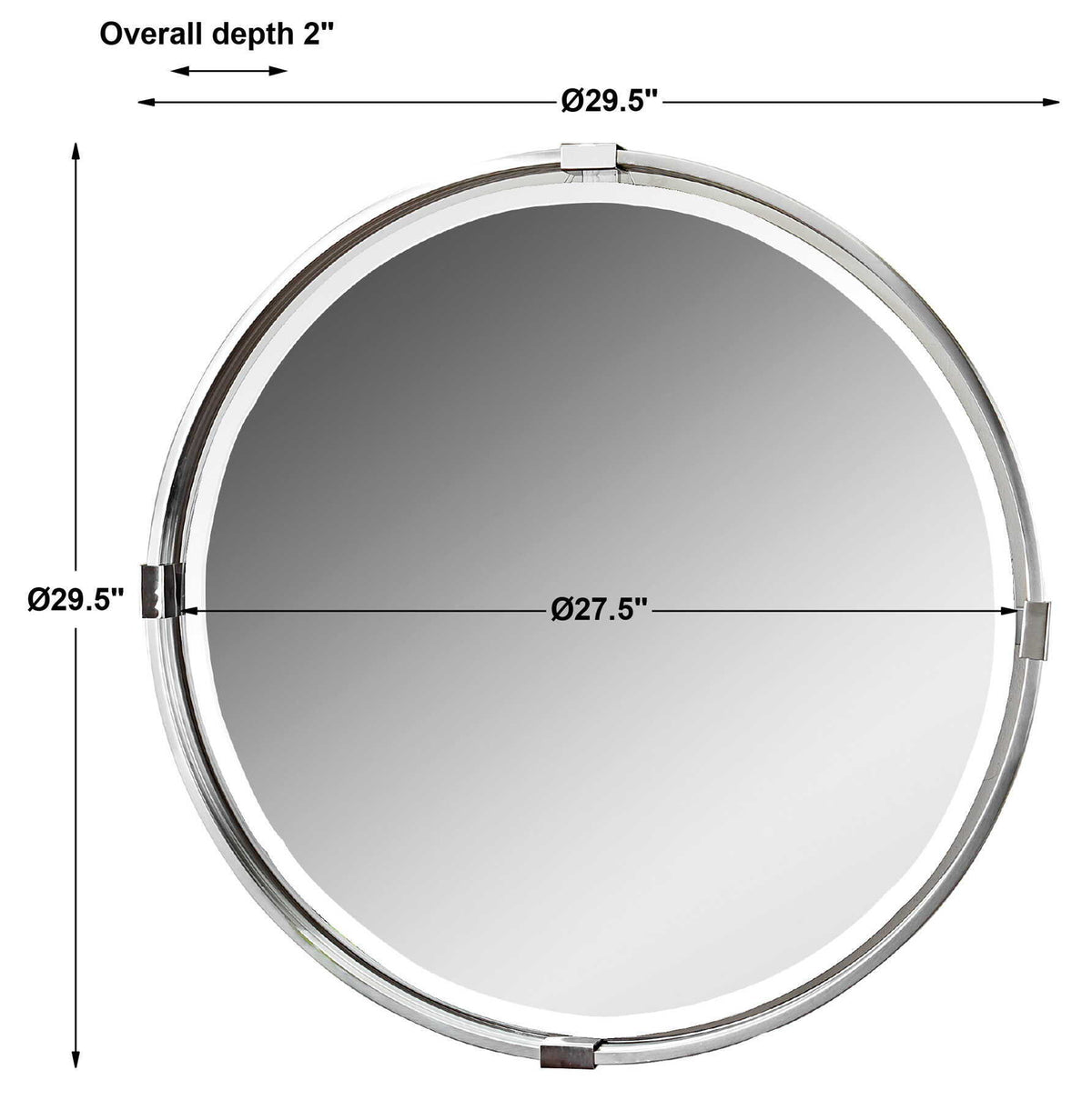 Tazlina Round Mirror Brushed Nickel - Silver by Uttermost - View 5
