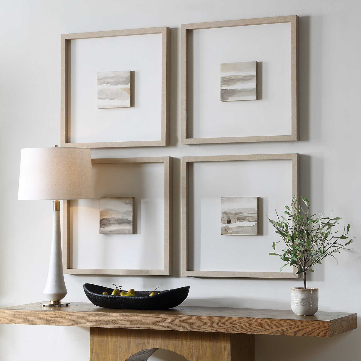 Studying Sepia Hand Painted Canvases (Set of 4) - Light Brown by Uttermost - View 3