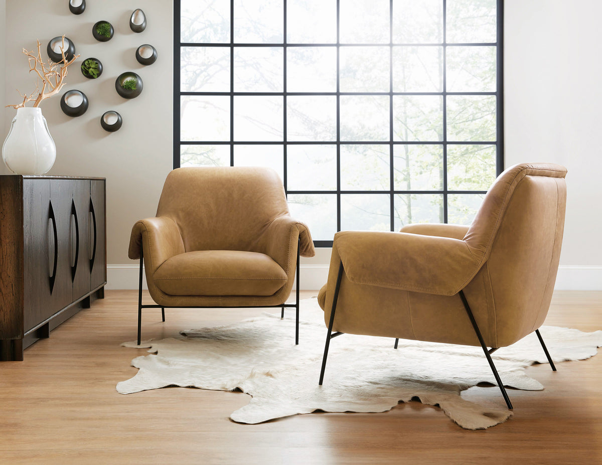 Ambroise Metal Frame Club Chair - Light Brown by Hooker Furniture - View 2