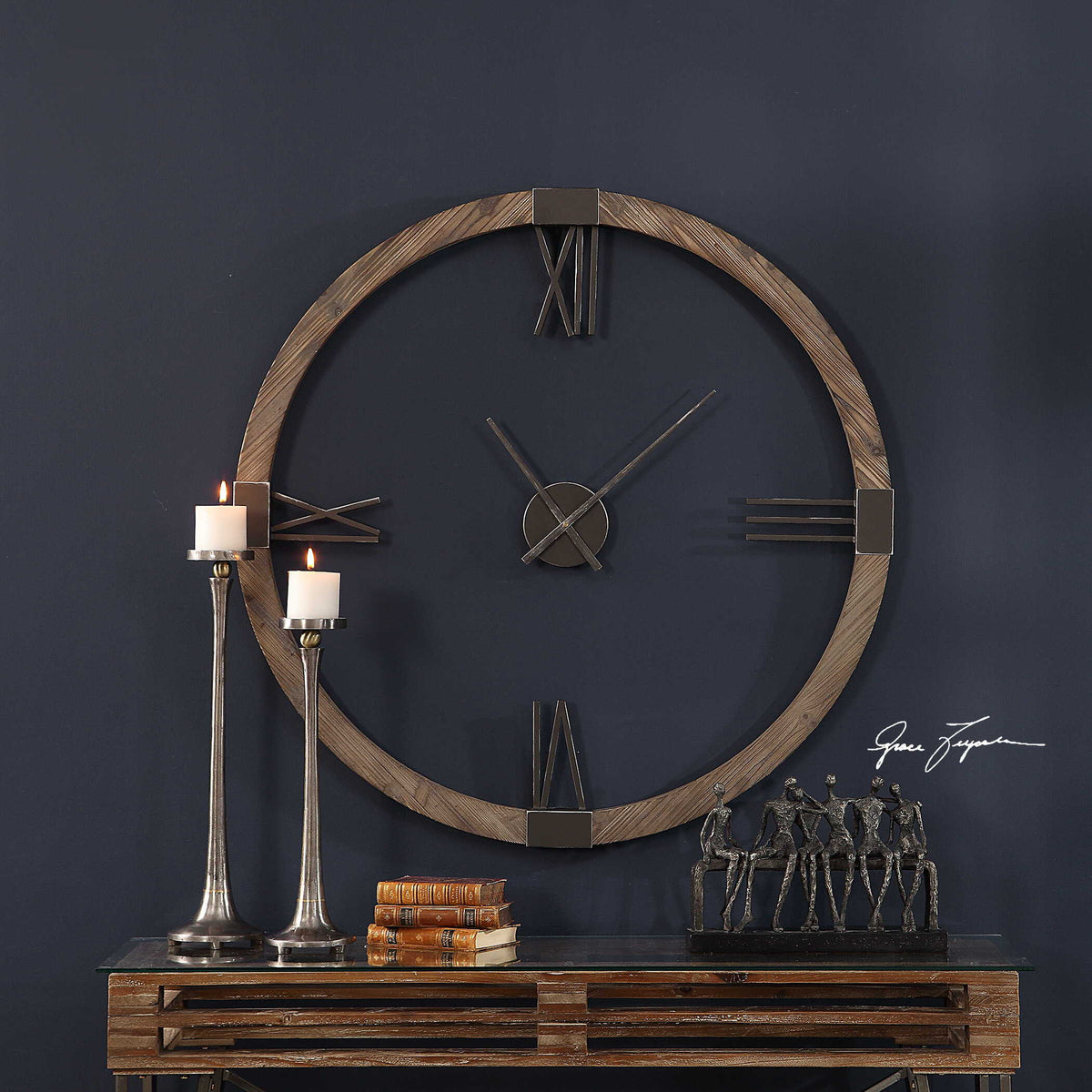 Marcelo Modern Wall Clock - Light Brown / Dark Gray by Uttermost - View 6