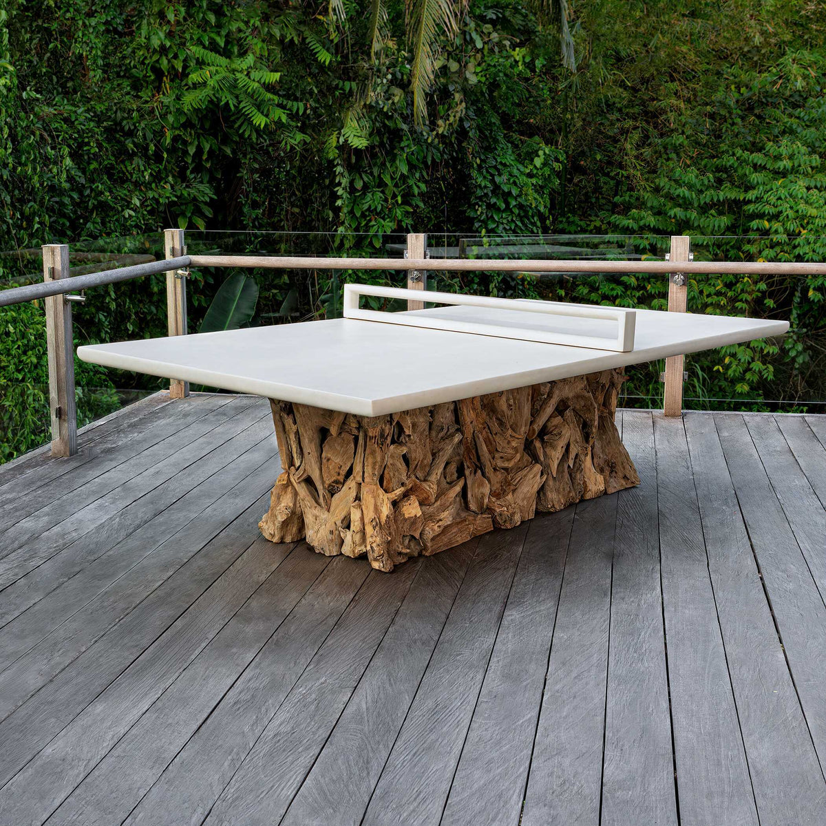 Stonewood Indoor-Outdoor Ping-Pong Dining Table White / Woodtone - Light Brown / White by Uttermost - View 3