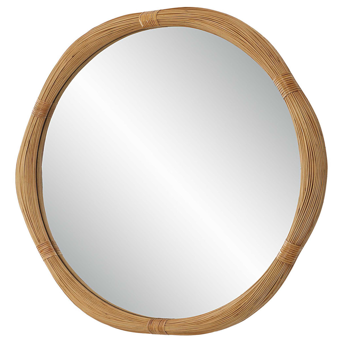 Salina Round Bamboo Mirror - Light Brown by Uttermost - View 4