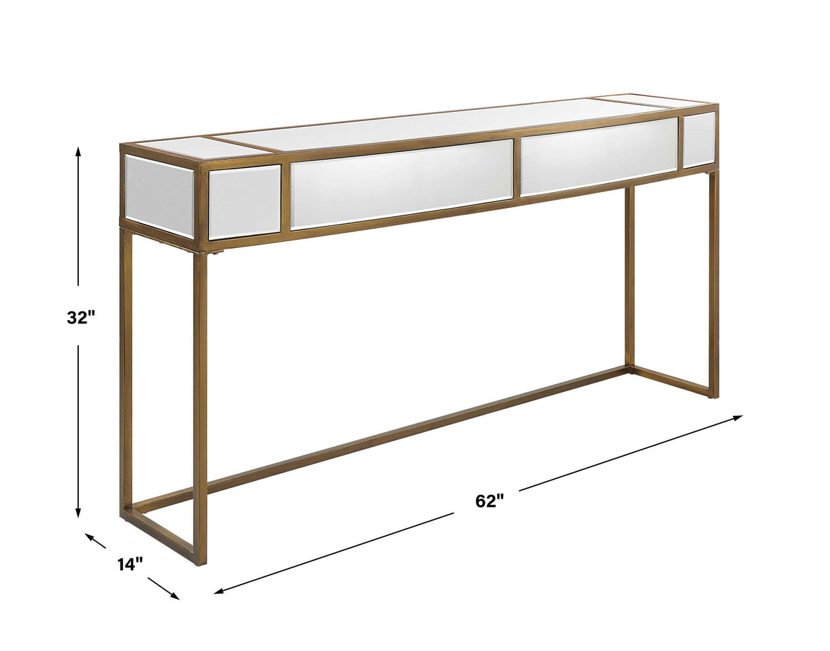 Reflect Mirrored Console Table - White / Yellow by Uttermost - View 8
