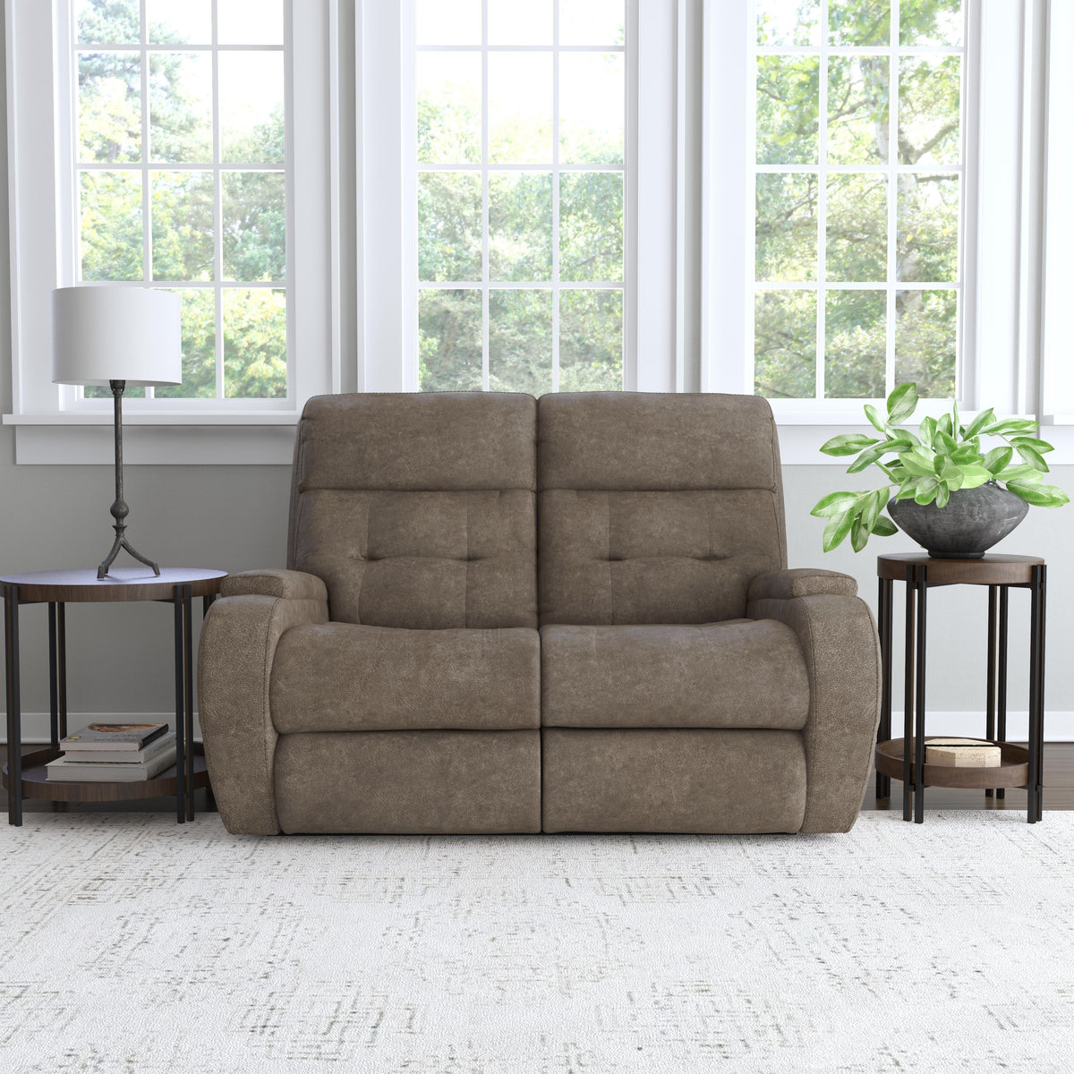 Strait Leather Power Reclining Loveseat With Power Headrests | Flexsteel