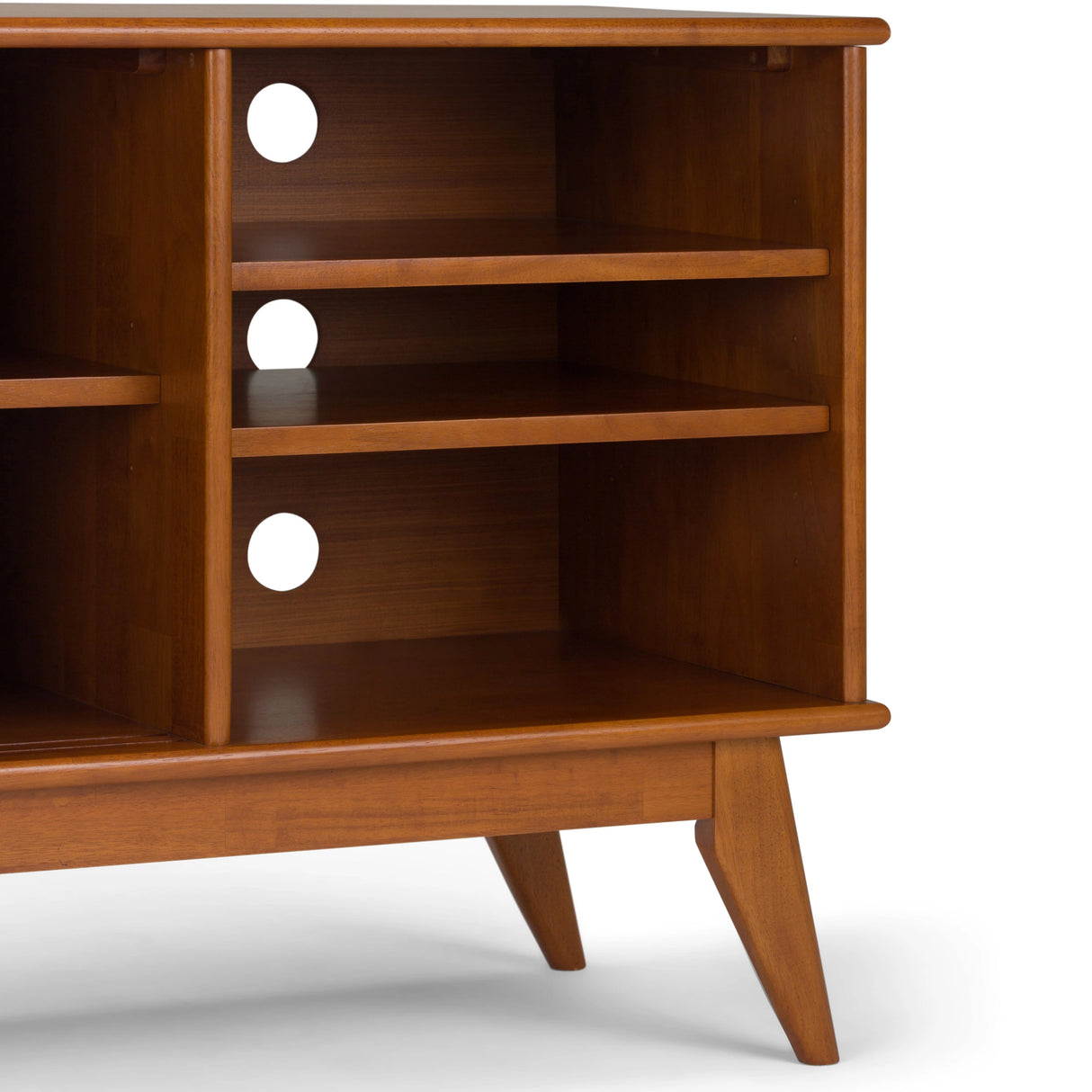 Draper 60 inch Wide Solid Wood Mid Century Medium TV Stand in Teak Brown For TVs up to 65 inches - sold by Home Elegance USA