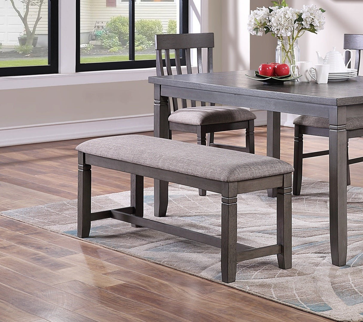 Dining Room Furniture Simple 6pc Set Dining Table 4x Side Chairs and A Bench Solid wood and veneers | Home Elegance USA