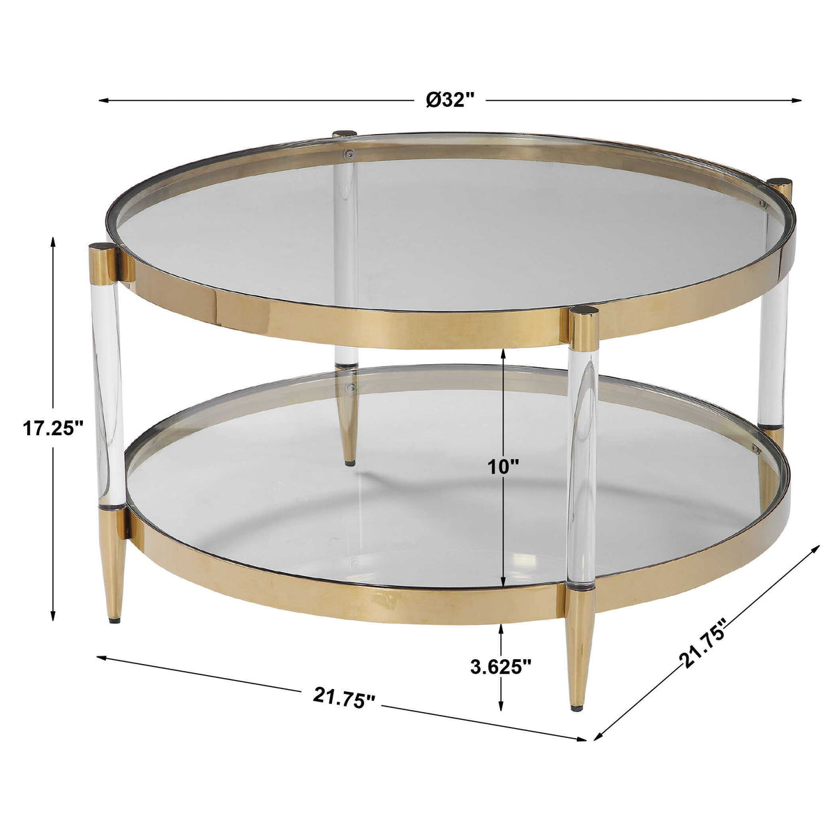 Kellen Glass Coffee Table - Gold by Uttermost - View 6