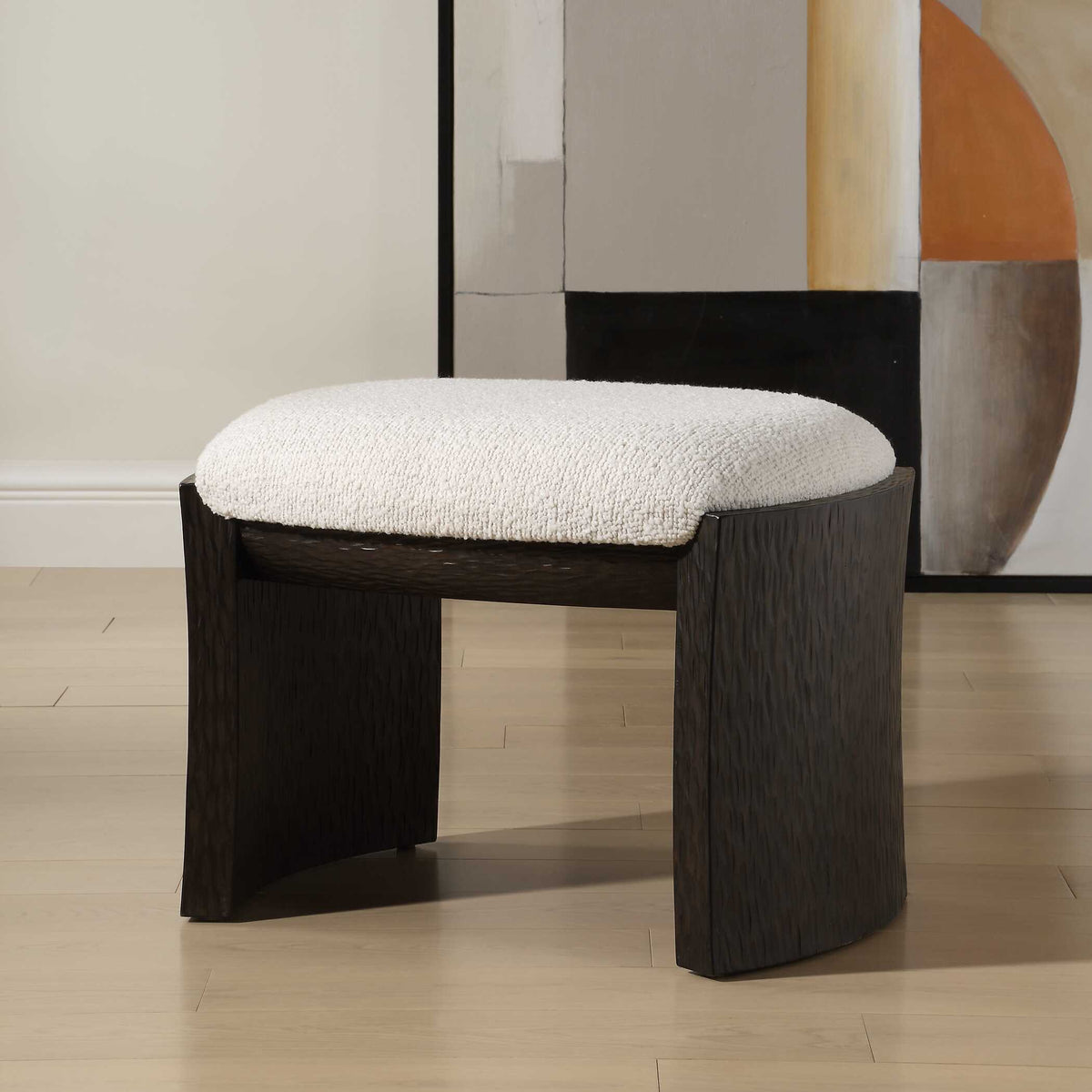 Port Small Bench Walnut / White - White / Dark Brown by Uttermost - View 3