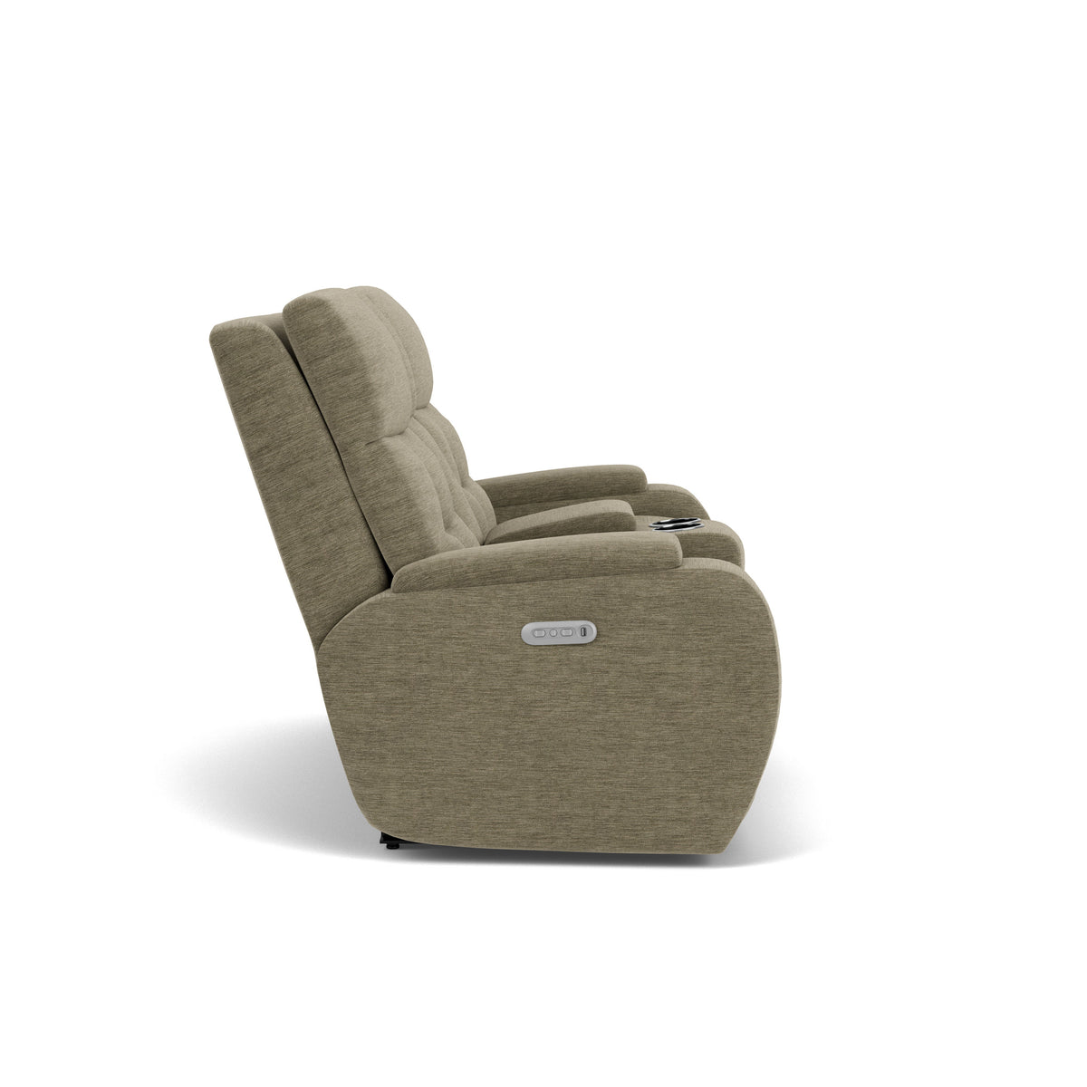 Strait Transitional Fabric Power Reclining Loveseat With Console & Power Headrests | Flexsteel