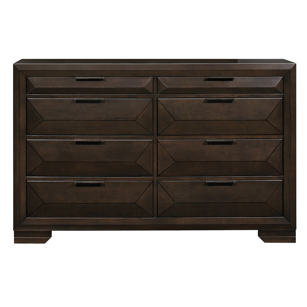 Contemporary Design 8-Drawers Dresser 1pc Bedroom Furniture Warm Espresso Finish Raised Panel Front