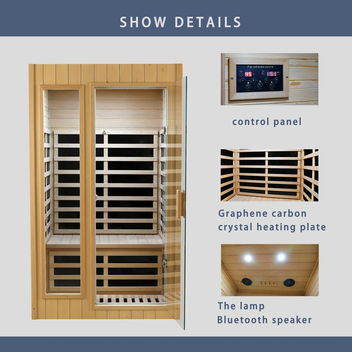 Hemlock Two-person far infrared roof embedded indoor sauna room - sold by Home Elegance USA