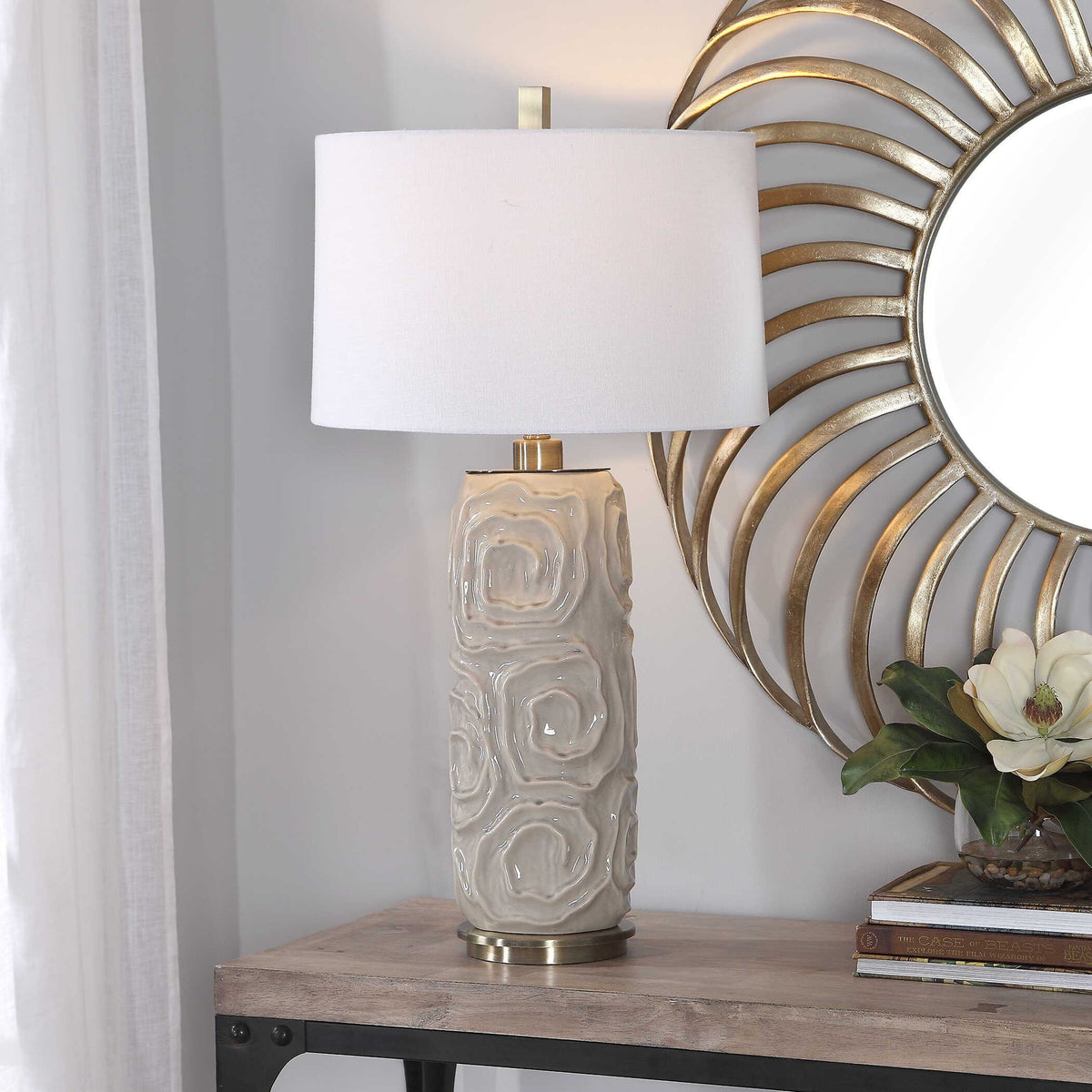 Zade Table Lamp Warm Gray - White by Uttermost - View 2