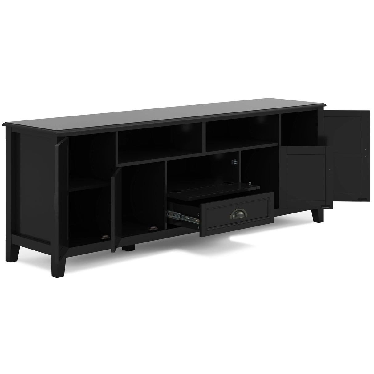 Burlington 72 inch Wide Solid Wood TV Stand in Black For TVs up to 80 inches - sold by Home Elegance USA