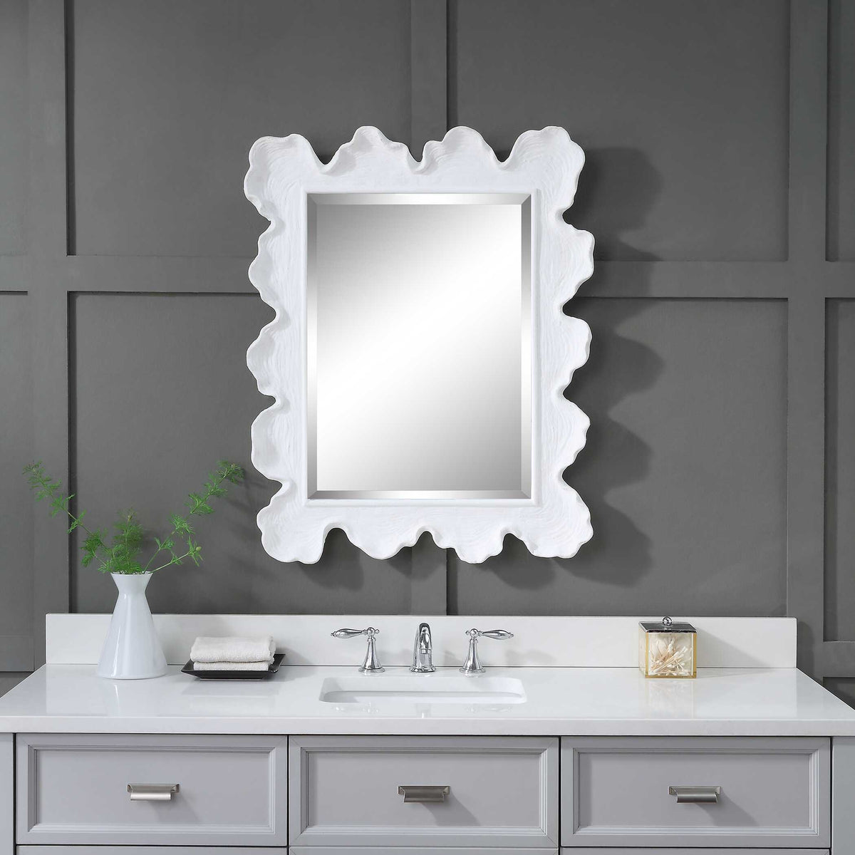 Sea Coral Coastal Mirror - Silver / White by Uttermost - View 10