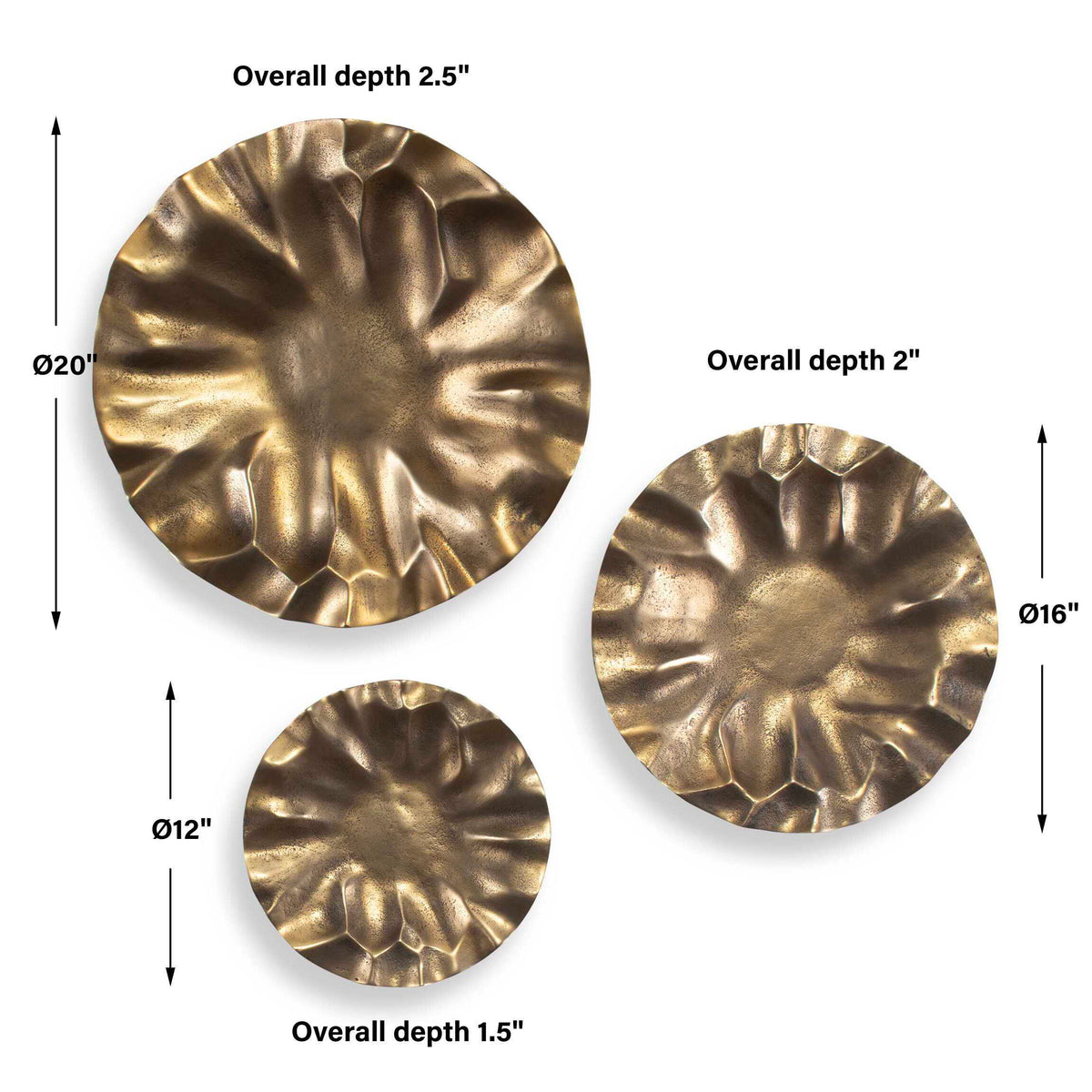 Peonia Outdoor Wall Art (Set of 3) - Gold by Uttermost - View 7