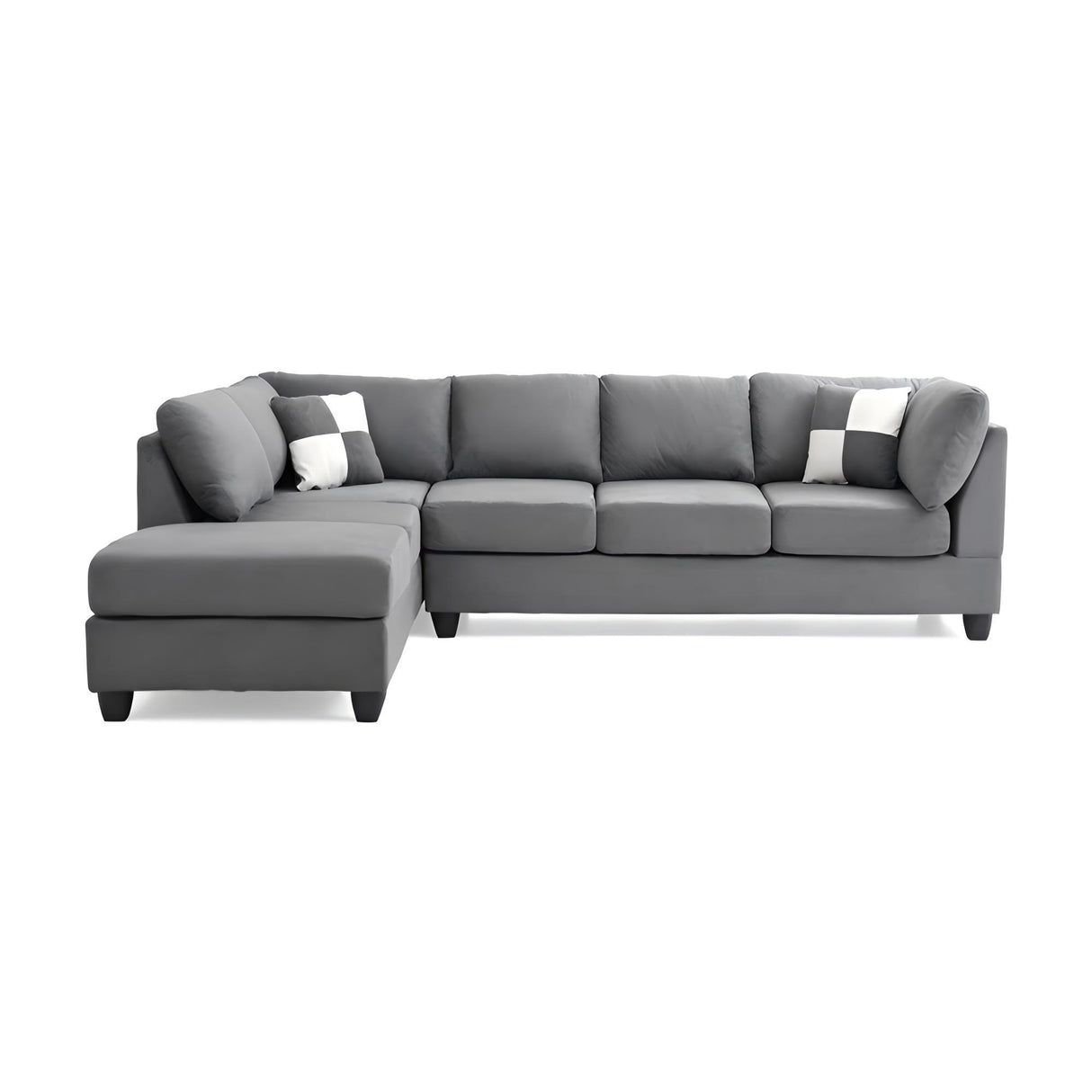 Malone G633B-SC Gray Microfiber Sectional Sofa with Flexible Setup and Comfortable Seating