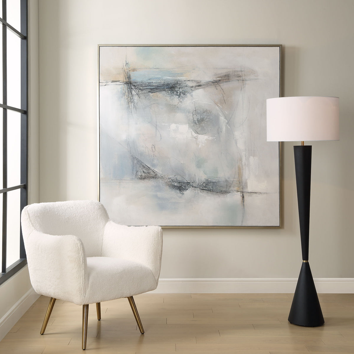 Contort Hand Painted Abstract Art - Gray by Uttermost - View 2