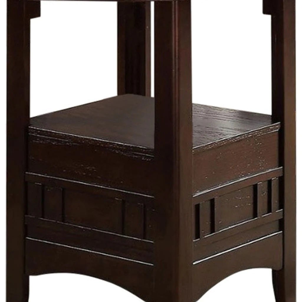 Dining Table Round Counter height Dining Table w Shelve 1pc Table Only Solid wood Dark Rosy Brown FInish | Home Elegance USA