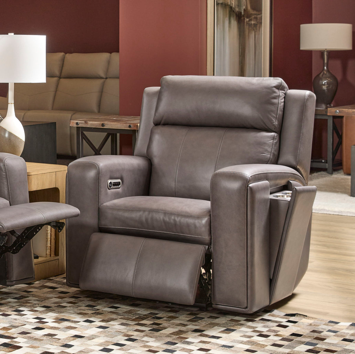 Wyatt Power Recliner With Power Headrest & Lumbar - Gunmetal | Flexsteel