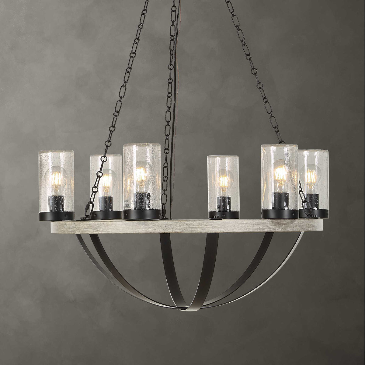 Edgecomb 6 Light Indoor-Outdoor Chandelier Black / Gray - Gray / Black by Uttermost - View 3