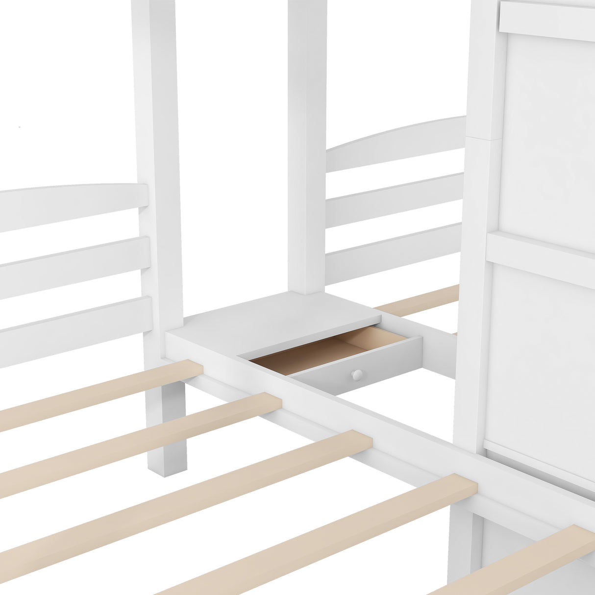 Twin over Twin & Twin Bunk Bed with Built-in Staircase and Storage Drawer,White - sold by Home Elegance USA