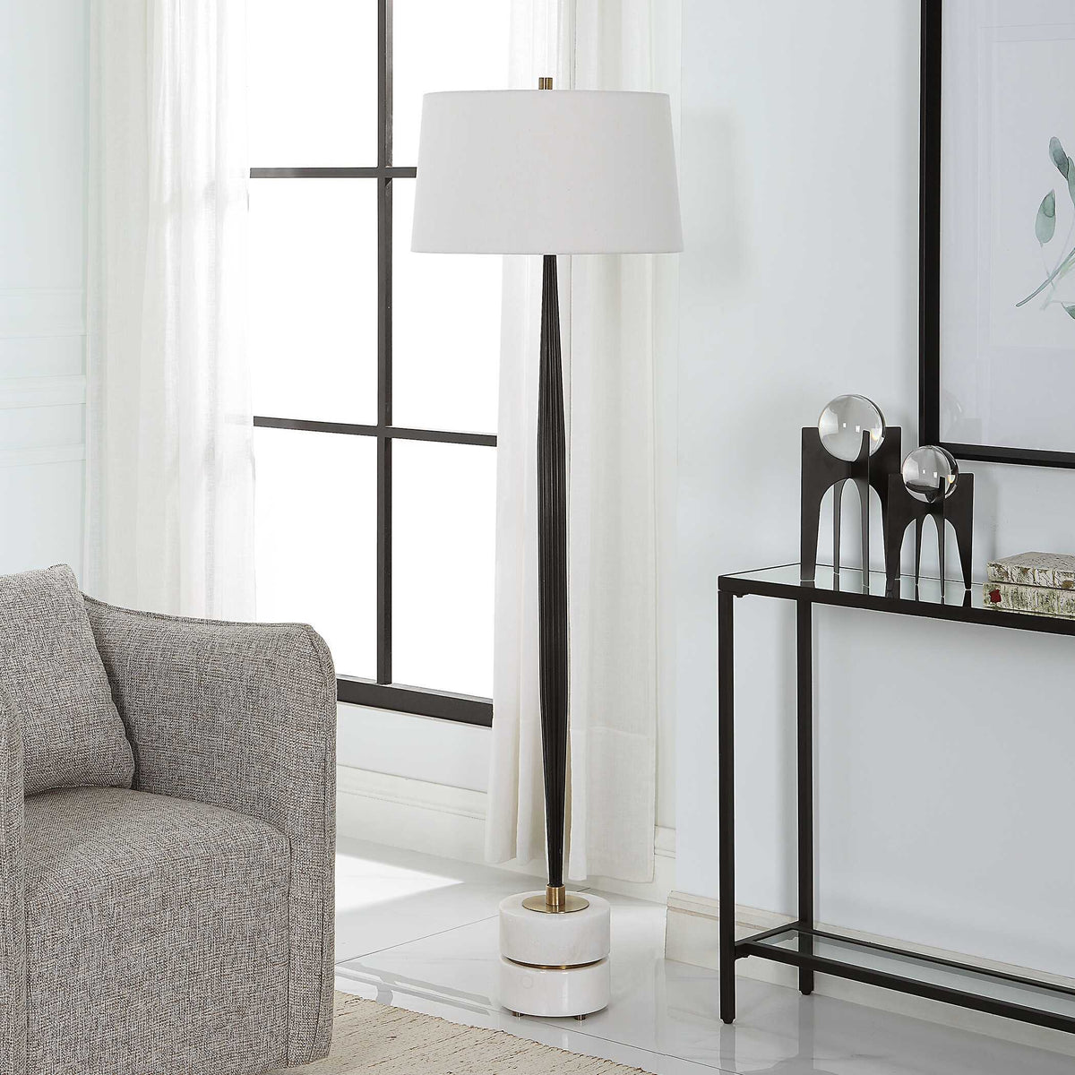 Miraz Floor Lamp - Black by Uttermost - View 3