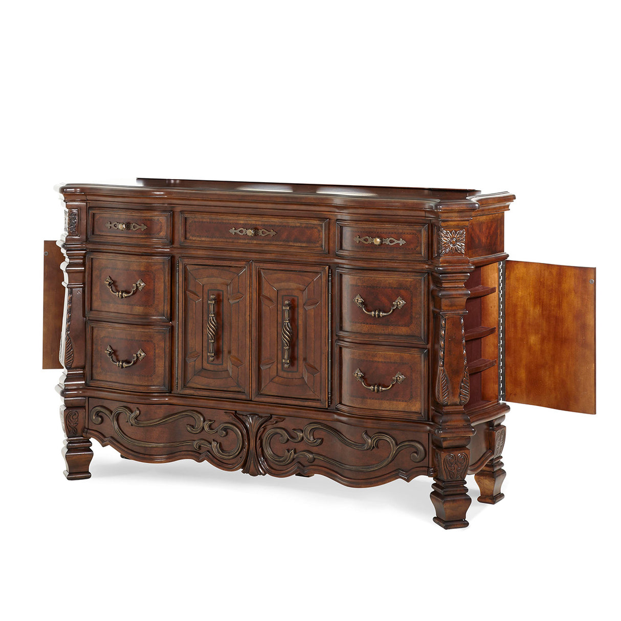 Windsor Court Dresser 9-Drawer Vintage Fruitwood – AICO Furniture - sold by Home Elegance USA