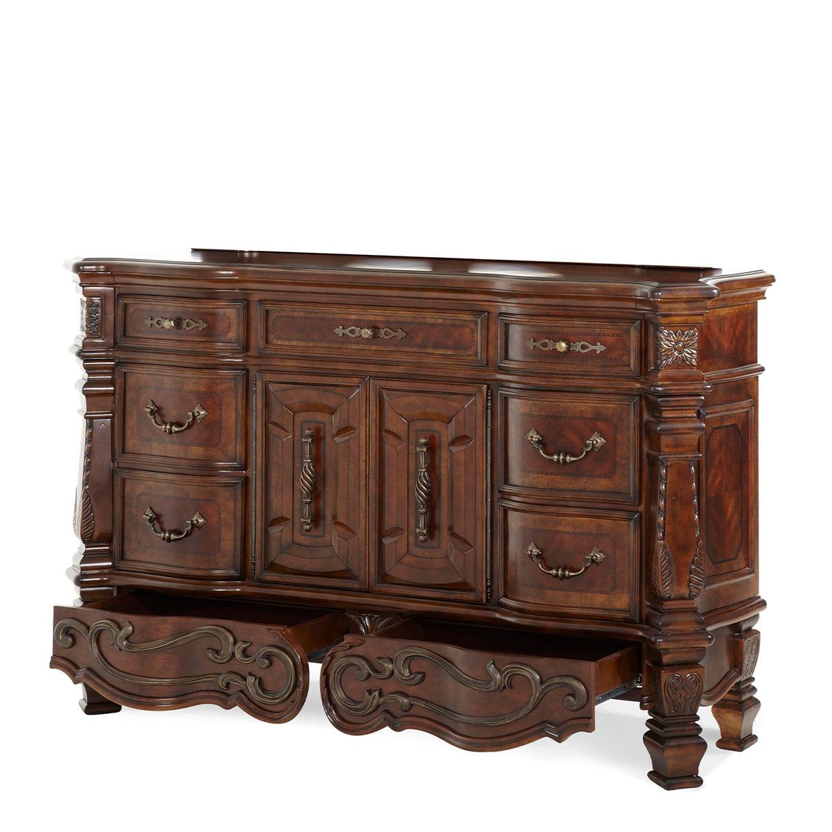 Windsor Court Dresser 9-Drawer Vintage Fruitwood – AICO Furniture - sold by Home Elegance USA