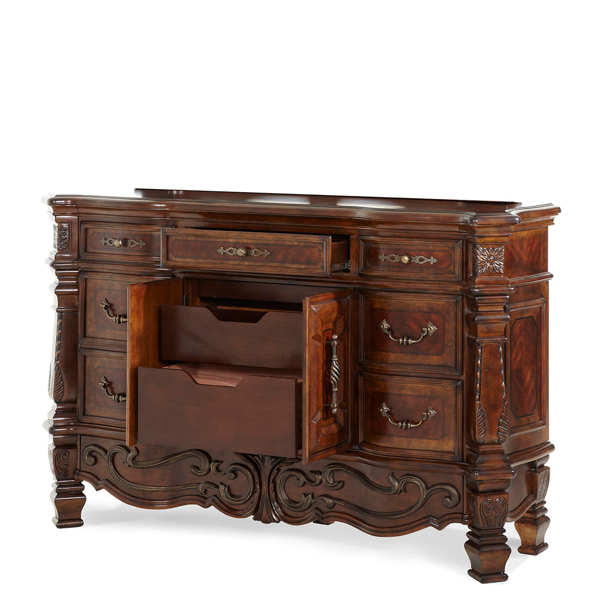 Windsor Court Dresser 9-Drawer Vintage Fruitwood – AICO Furniture - sold by Home Elegance USA