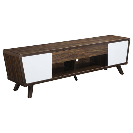 74" Tv Stand - Alvin 2 - drawer TV Console Dark Walnut and Glossy White | Coaster | Home Elegance USA