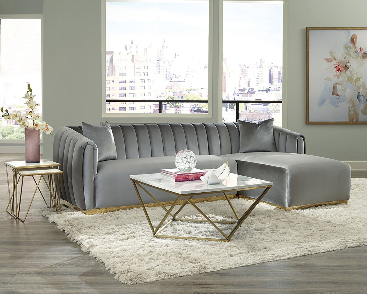 Coffee Table - Meryl Square Coffee Table White and Gold