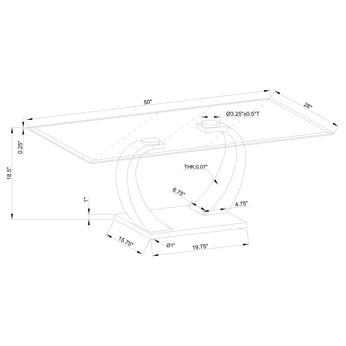 Coffee Table - Pruitt Glass Top Coffee Table Clear and Satin