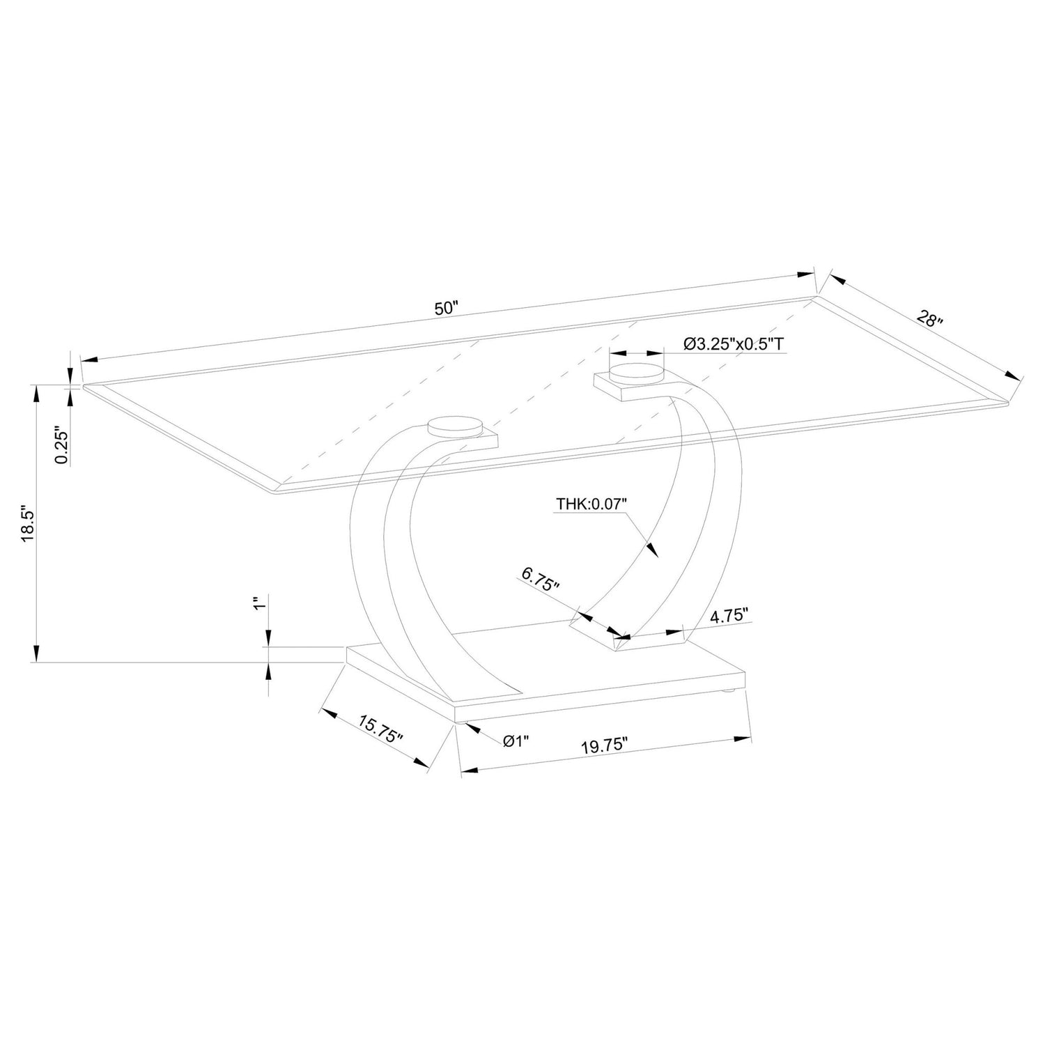 Coffee Table - Pruitt Glass Top Coffee Table Clear and Satin