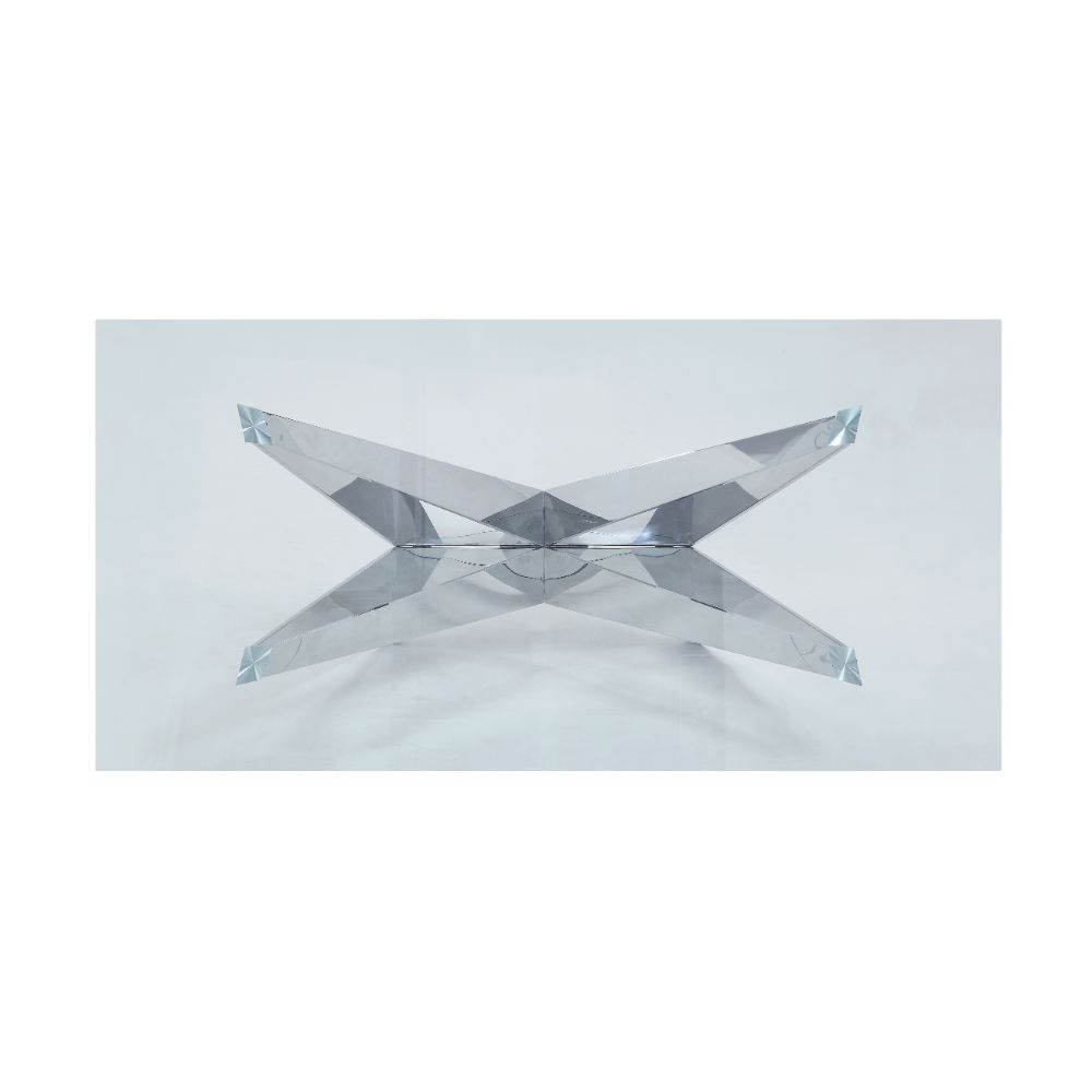 Dekel Dining Table 70140 Clear Glass Top & Stainless Steel | Acme | Home Elegance USA