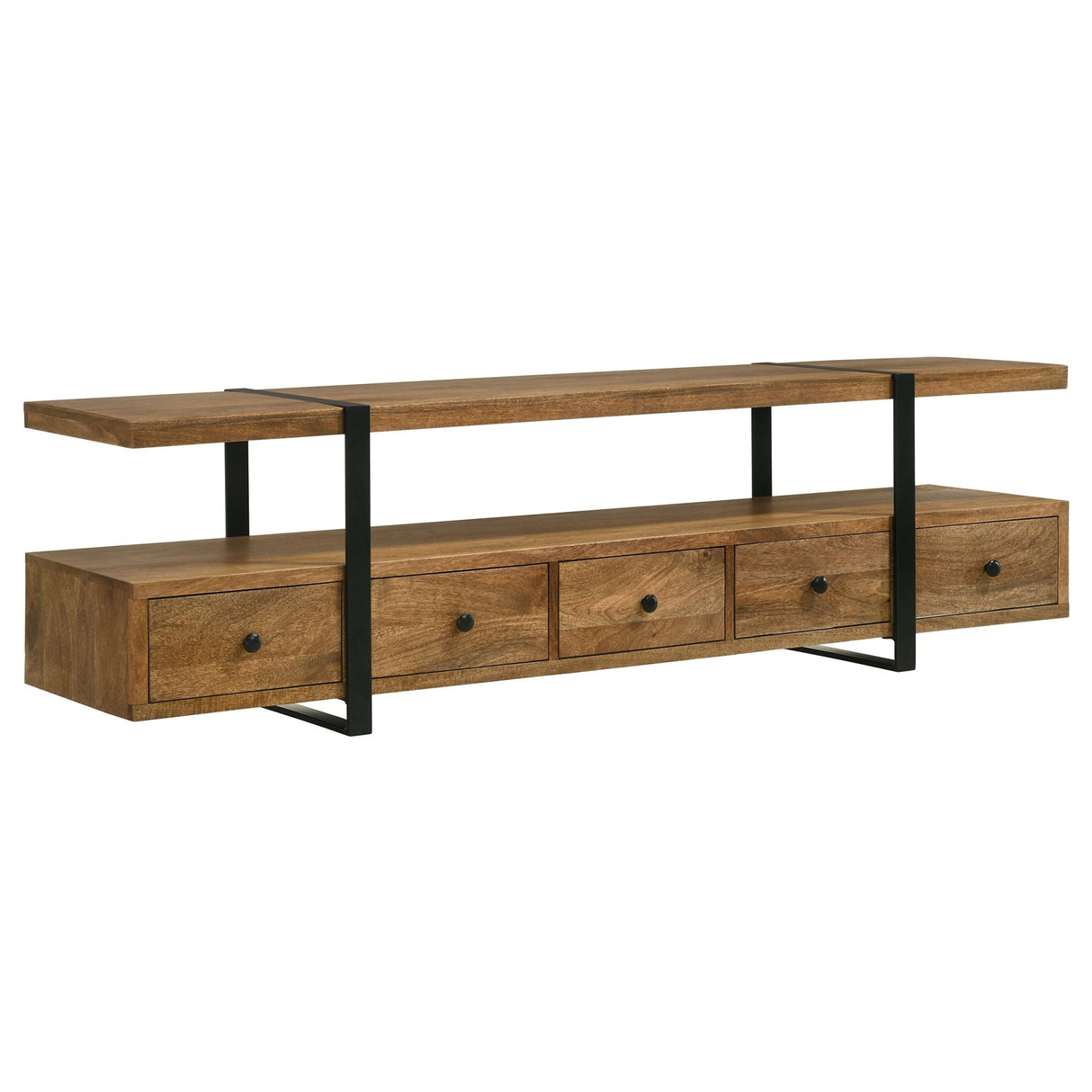 Otto 4 - drawer Solid Wood 70" TV Stand Brown and Gunmetal | Coaster | Home Elegance USA