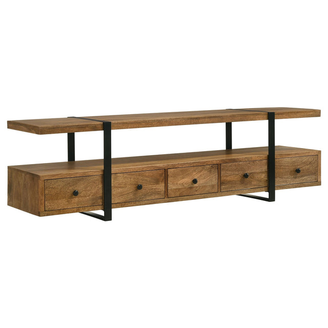 Otto 4 - drawer Solid Wood 70" TV Stand Brown and Gunmetal | Coaster | Home Elegance USA