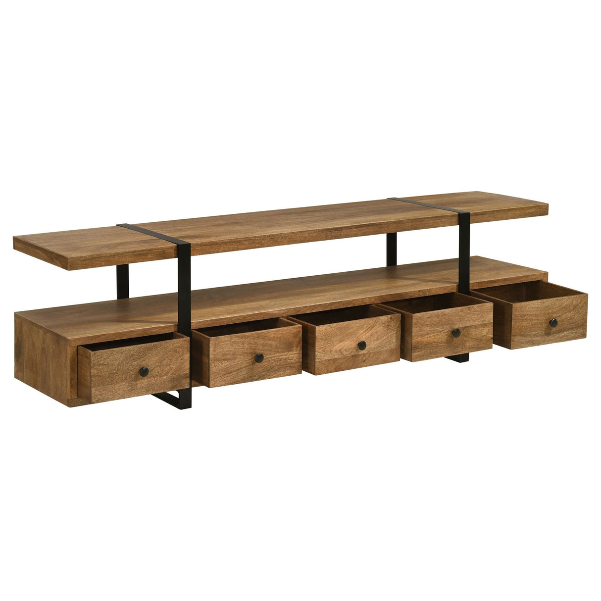 Otto 4 - drawer Solid Wood 70" TV Stand Brown and Gunmetal | Coaster | Home Elegance USA
