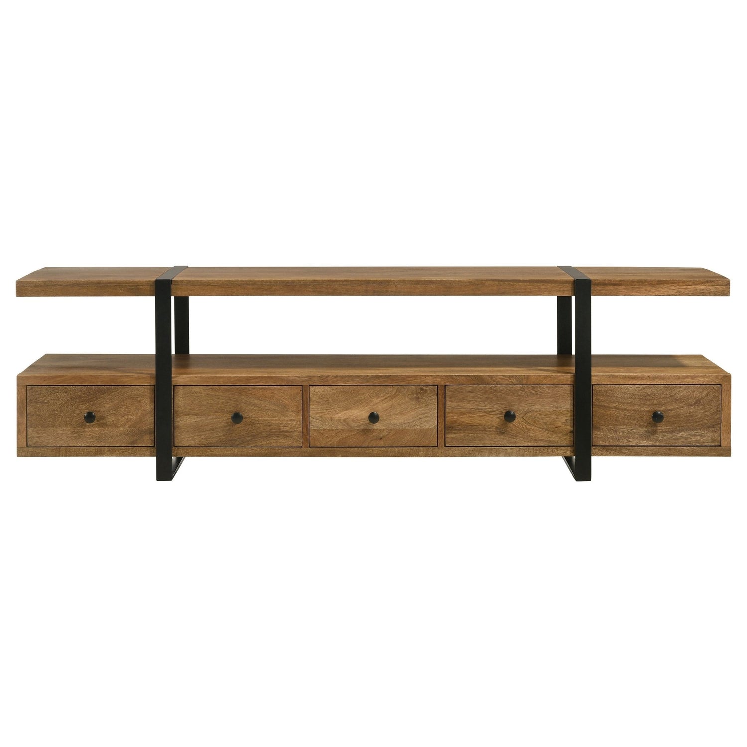 Otto 4 - drawer Solid Wood 70" TV Stand Brown and Gunmetal | Coaster | Home Elegance USA
