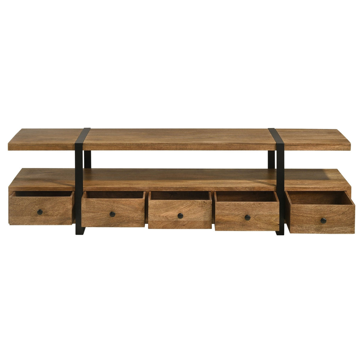 Otto 4 - drawer Solid Wood 70" TV Stand Brown and Gunmetal | Coaster | Home Elegance USA